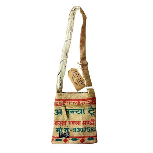NEW Rice Love Recycled Jute Everyday Crossbody Bag With Adjustable Strap - Picture 1 of 10